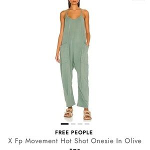 Free People Movement Olive Hot Shot Onesie Jumpsuit Size S